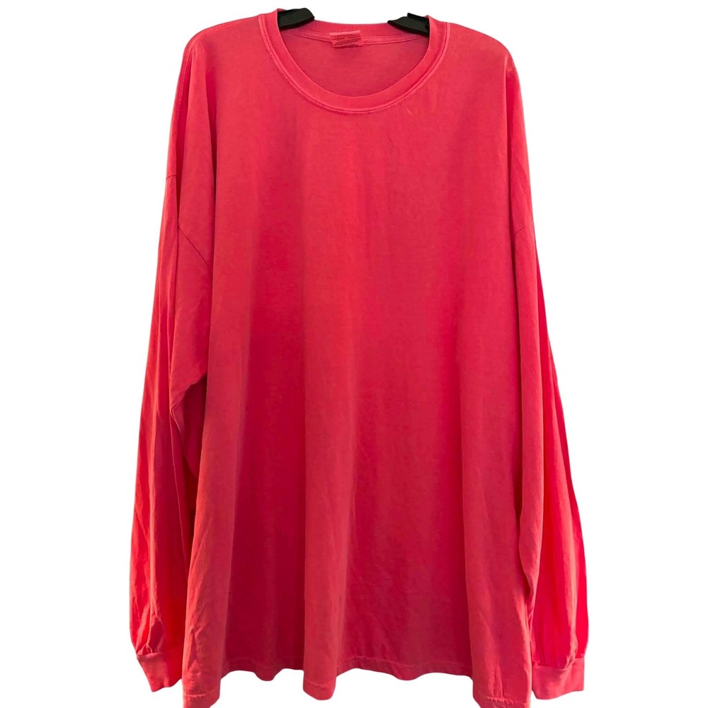 Comfort Colors Long Sleeve T-Shirt Unisex 4XL Pink Excellent Heavyweight Cotton